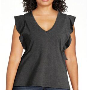 Time and Tru Blue - Acid Wash Women's Ruffle Sleeve Tank Top - Size XL